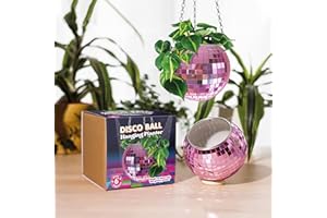 Bubblegum Stuff Pink Disco Ball Hanging Planter (6 in) - Hanging Planters for Indoor Plants - Spherical Shaped Plant Pots with Mirrored Exterior