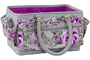 Crafter's Companion CC-STOR-DELTOTE Crafters Companion Sac fourre-tout de luxe Motif floral Gris/violet, Taille unique