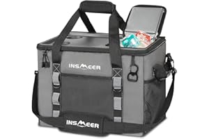 INSMEER Borsa termica Gross 40 l, 60 lattine, pieghevole, XXL, supporto tazze, per picnic, campeggio, spiaggia, viaggio