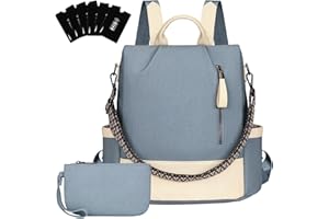 Eshow Sac a Dos Femme Antivol, Sacs à Main Portés Dos Elégant Léger Imperméable PU Cuir, Petit Sac Bandoulière avec Étui anti RFID & Pochette pour Voyage Travail Loisirs Université