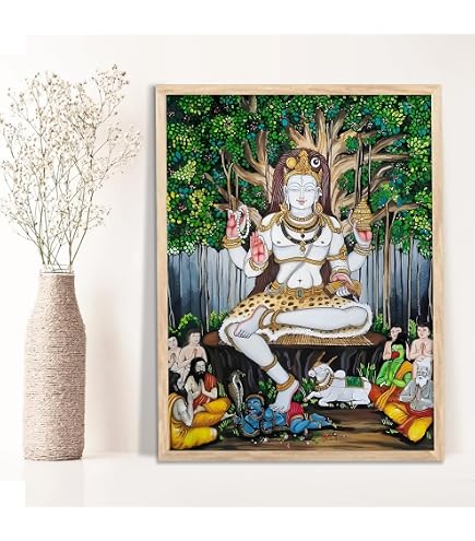 Wandbild Lord Dakshinamurthy – Gerahmtes Holz-Bild 15,2 X 20,3 Cm Für Die Wohnraumdeko