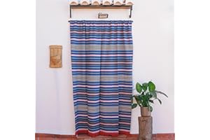 Jarapa Home Made with love Cortina Alpujarreña Rustica, Hecha en España, Fibra Natural de algodón - Cortina para Puerta Exterior mosquitera y Parasol, Medidas 160x215 cm (Azul)