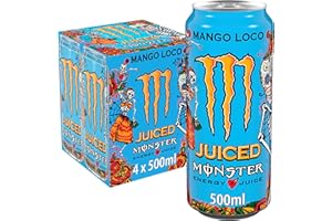 Monster Mango Loco, Bebida Energética - Pack 4 Latas 500ml