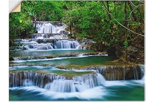 ‎ARTLAND ARTland Wandbild selbstklebend Vinylfolie 80x60 cm Wanddeko Wandtattoo Dschungel Wasserfall Natur Wald Urwald Fluss T5NK