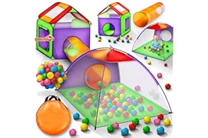 KIDUKU® Tente de Jeu Igloo avec Tunnel + Maison de Jeu + 200 balles + étui de Transport