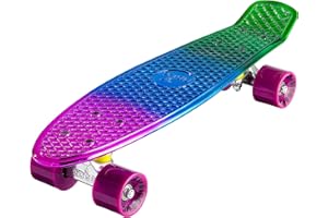 Ridge Skateboards Rainbow Neochrome 27" Mini Cruiser Complete Nickel board - UK Manufactured - Metallic Fades