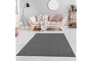 JIMRI Fashion4Home - Tappeto a pelo corto in tinta unita per salotto, cameretta dei bambini, camera da letto, studio, ufficio, corridoio e cucina, colore: grigio, dimensioni: 140 x 200 cm