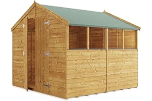 BillyOh Keeper Overlap Garden Shed with Floor | Wooden Garden Storage Shed with Apex Roof & Felt Included | Windowed or Windowless- Multiple Sizes (8x8 Windowed)
