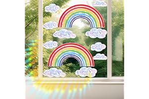 KALUOFAN Regenbogen Fensterbilder,2 Stück Regenbogen Folie Fenster,Fensterbilder Kinderzimmer,Fenstersticker Kinder Mädchen Rainbow Suncatcher Sticker für Fensteraufkleber Sonnenfänger Sticker Wohndekor