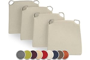 sunnypillow Set di 4 Cuscini per Sedia Cucina - con Chiusura in Velcro - Cuscini per Seduta da Sedia - Per uso Interno ed Esterno - Dimensioni: 42 (davanti) - 35 (dietro) x 40 x 5 cm - Cremoso