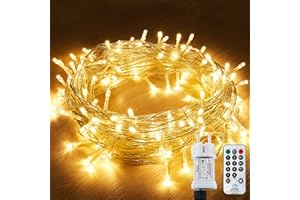 GARLOCHT Catena Luminosa Esterno, 12M/ 120 LED, Luci di Natale con 8 Modalità, Impermeabile IP44 + IP67, Luci Albero di Natale Decorative, Feste, Matrimoni, Camera, Decorazioni, Terrazza（Bianco Caldo）
