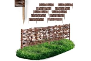 BOGATECO Lot de 10 Bordures de Parterre en Saule | 100 cm de Long et 20 cm de Haut | Clôture en Bois et Osier pour Jardin et Délimitation de Chemin