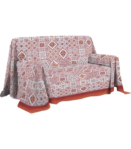 Home Tresor Telo Arredatutto Granfoulard 170x280 Cm – Fantasia Geometrica Beige, Misto Cotone, Copridivano E Copriletto