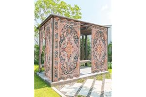 ONEKACCU Rustic Boho Outdoor Curtains for Patio Waterproof, Grommet Privacy Curtain Drapes Weatherproof Outside Curtains for Porch GazeboPergola Cabana 2 Panel 54x84inch Ethnic Turkish Floral Geometric