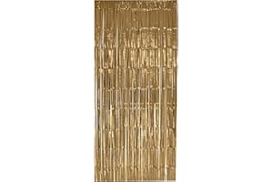 Foxxeo Selbstklebender Lametta Vorhang in leichten Gold Größe 91 x 244 cm Gold (light)