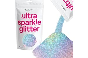 Hemway Ultra Sparkle Glitter Silver Holographic 100g / 0.35oz Multi-Purpose Epoxy Resin Arts & Crafts Cosmetic Safe Body Hair Face Nail Weddings Art Beauty Tumblers Flowers Powder Dust Premium