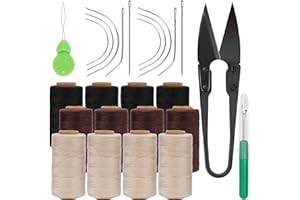 Beayuer Needle and Thread Sewing kit Hair Extension Tools Hair Weave Threads 12 Pcs with 10 Pcs Needle C J I Shaped Curved Needle for Making Wig Sewing, Crafts, Knitting (12 Pcs, Black, Brown, Blonde)