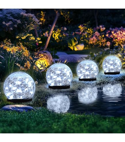 Anordsem Solarlampen für Außen Kugel Gartendeko: 2 Stück Solarlampen für Balkon LED Solarkugel für Draußen Wetterfest