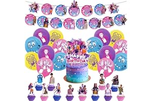 ZSYIULIA Dem-ons H_Hunters Birthday Party Decorations for Boys - Complete Kids Party Kit with Hanging Banner, Balloons & Cake Toppers | D-Demon H-Hunters Themed Decoration Supplies for Birthday Celebrations