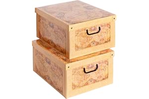 Lavatelli Set 2 pezzi Scatole armadio in cartone, organizer per vestiti e biancheria, per cambio stagione, Marco Polo 50x40xh25 cm