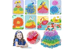 COLEESON Poke Art DIY Toys, Kids Arts Crafts Kit, Fabric Art Frenzy, No Sewing, Making Your Own DIY Rainbow Crafts, Creative Handmade Toys and Gifts for Girls Age 3+ (A)