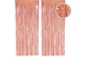 ‎PHENO FLAGS PHENO FLAGS 2 Stück Rosegold Lametta Vorhang, 1x2,5m - Glitzernde Silvester-Deko im Funkelnden Metallic-Look, Lametta Girlande für Ihre Party