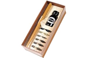 Brause 195B - Kit scrittura e calligrafia che contiene 6 pennini (Sténo, Cito fein, Pfannen e Bandzug 1 mm, 2 mm, 3 mm) e un portapennino in legno e un flacone di inchiostro nero Herbin 15 ml