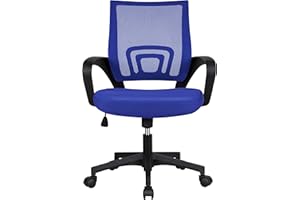 Yaheetech Silla de Oficina Silla de Malla Altura Ajustable para Trabajo Silla Escritorio Ergonómica Giratoria Azul