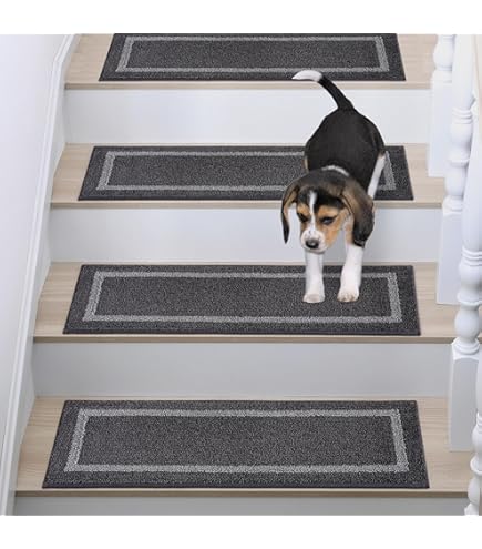 Coprigradini Scale Antiscivolo - Set Da 15, Fonoassorbenti, Beige, 23.5x65cm