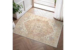 GENIMO Small Machine Washable Rugs 60x90cm, Non-Slip Doormat, Vintage Bedside Rug, Boho Area Rugs, Low Pile, Non-Shedding, Traditional Oriental Printed Design, Entrance, Entryway, Corridor