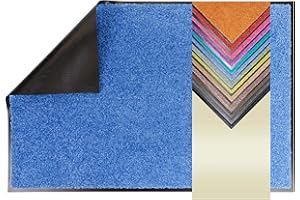 ‎PRIMAFLOR - IDEEN IN TEXTIL Primaflor Schmutzfangmatte CLEAN – Blau, 90x120 cm | Saugstarke, Schwer entflammbare Fußmatte | Rutschfester Türvorleger für Innen | Türmatte für Eingangsbereich | Sauberlaufmatte mit Gummirand