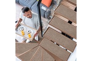 YISUN 15 PCS Stair Carpet, Non-Slip Carpet Stair Treads, Carpet Treads for Stairs Non Skid Rubber Backing Removable Washable Step Runners Perfect for Kids Elders and Pets