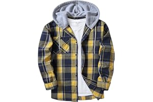 JACKETOWN Men's Plaid Shirts Casual Sweatshirt Men's Hoodie Long Sleeve Shirt with Pocket Button Down Men's Checked Shirt Jacket Flannel Shirt Regular Fit 4 Seasons Lumberjack Shirts M-3XL