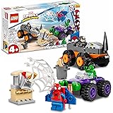 LEGO 10782 Marvel Spidey et Ses Amis Extraordinaires Le Combat des Camions, Hulk Contre Le Rhino, Jouet Enfants +4 Ans