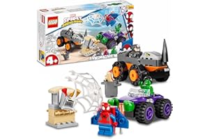 LEGO 10782 Marvel Spidey et Ses Amis Extraordinaires Le Combat des Camions, Hulk Contre Le Rhino, Jouet Enfants +4 Ans