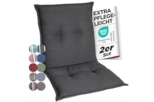 gardisun Gartenstuhlauflagen Niedriglehner I Extra Dicke Sitzauflagen I Made in Europe I Stuhlauflagen für Niederlehner Gartenstuhl I Auflagen mit extra hohem Komfort I 2er Set I Anthrazit