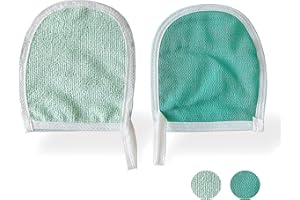 ECHOLLY 2er-Pack Gesichts-Peeling-Handschuhe aus Seide – Doppelseitige, wiederverwendbare Mikrofaser-Make-up-Entferner-Handschuhe – Gesichtsreinigungshandschuh für Frauen und Mädchen- frisches Grün