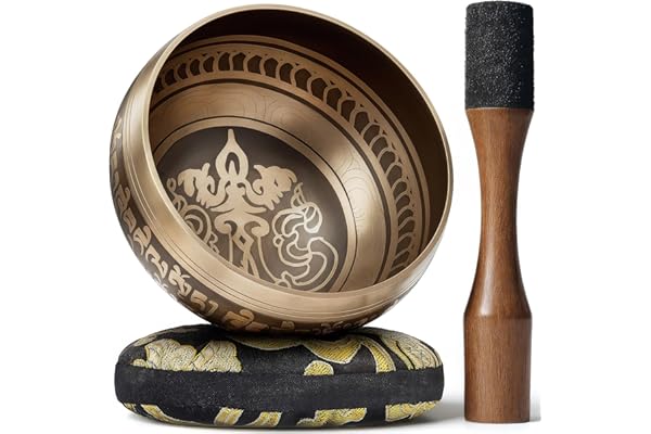 Silent Mind Cuenco Tibetano 10 cm Hecho a Mano con Mazo y Cojín - Sonido puro para meditación y relajación, artesanía de Nepal, ideal para regalo