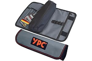 YPC VarioRoll M – 36x25cm, 2 Reißverschlusstaschen, 4 Steckfächer und 4 Schlaufen, Werkzeugtasche rollbar, Messertasche, Werkzeug Rolltasche, Werkzeugrolle, Schraubendreher Tasche leer
