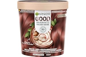 ‎GARNIER Garnier GOOD Dauerhafte Haarfarbe 5.5 Hibiskus Rotbraun – Coloration ohne Ammoniak, bis zu 100% Grauabdeckung, 1 Stk.