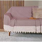 Bumedo Buldan İşi Kaymaz Pamuklu Koltuk &Ouml;rt&uuml;s&uuml; 170x210 Cm Koltuk Şalı &Ccedil;ekyat Kanepe &Ouml;rt&uuml;s&uuml; (M&uuml;rd&uuml;m)