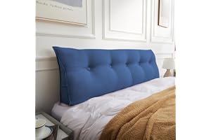 Dorifine Kissen Bett Rückenkissen, Lesekissen für Bett, Dreieckiges Rückenlehne Kissen, Rückenpolster Wand mit abnehmbarem Bezug, Werden als Kopfteil, Sofa Rückenkissen, 140 x 50 x 20 cm, Blau