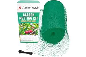 AlpineReach Garden Netting 2m x 20m Extra Strong Woven Mesh Bird Netting Heavy Duty Kit - Protect Plants & Fruit Trees Against Animals & Deer Fencing Protection - Reusable with Cable Ties, Green