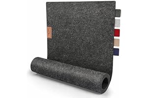 ‎SÖLMO sølmo I Design Tischläufer Grau aus Filz I 150x40 cm Tischband I Skandinavischer Filzläufer Tisch Abwaschbar mit Leder Label - Tischläufer Winter