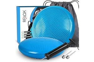 RFAQK Inflated Air Stability Wobble Cushion - Wiggle Seat to Improve Sitting Posture & Attention, Stability Balance Disc [Extra Thick, Pump, Bag, E-Book Included]