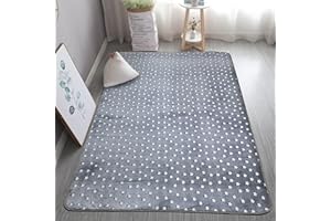 XMwike Luminous Area Rug Glow in The Dark Grey Stars for Kids Anti-Slip Bedroom Living Room Carpets, 160x100cm