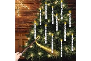 Onherm Confezione da 12 Candele Galleggianti con Bacchetta Magica, Candele LED con Funzione Timer, Candele Galleggianti Tremolanti, Candele Volanti, Candele Decorative per Halloween, Natale