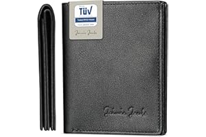 Jaimie Jacobs SLIMSTAR z dużą kieszenią na monety, cienki portfel skórzany Slim Wallet portmonetka portmonetka męska, czarny, s, Nowoczesny