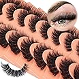 Fluffy Lashes Russian Strip Eyelashes Cat Eye False Lashes D Curl Wispy Volume Fake Eyelashes Natural Look Lash Strips 9 Pairs Pack