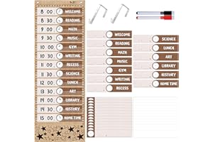 SPRITEGRU Calendario de Bolsillo de Horario Diario, Tablero de Clase de Arpillera con 13+1 Bolsillos, 26 Tarjetas Reutilizables (13 Tarjetas Impresas a Doble Cara y 13 en Blanco) más 2 Colgadores de Metal